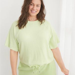 Aerie Lightweight Ribbed Short Sleeve Sweatshirt.